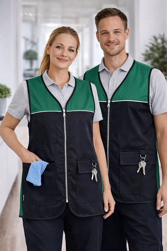 Reinigungsweste mit Schlüsselring & wasserdichten Taschen – leicht, funktional & unisex