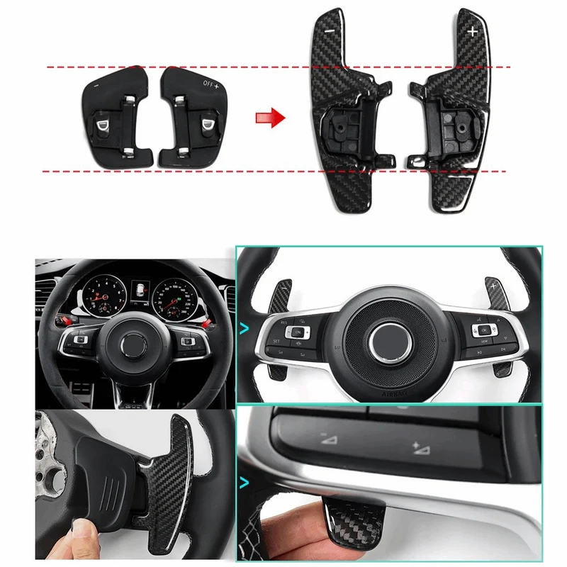 Echtcarbon Schaltwippen für Golf 7, GTI/GTD, Polo 6C