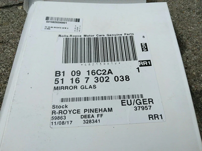 NEU ORIGINAL ROLLS ROYCE RR4 Spiegelglas Weitwinkel Rechts 7302038 Elektrochrom