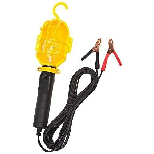 Arbeitslampe, die an der Autobatterie angebracht ist