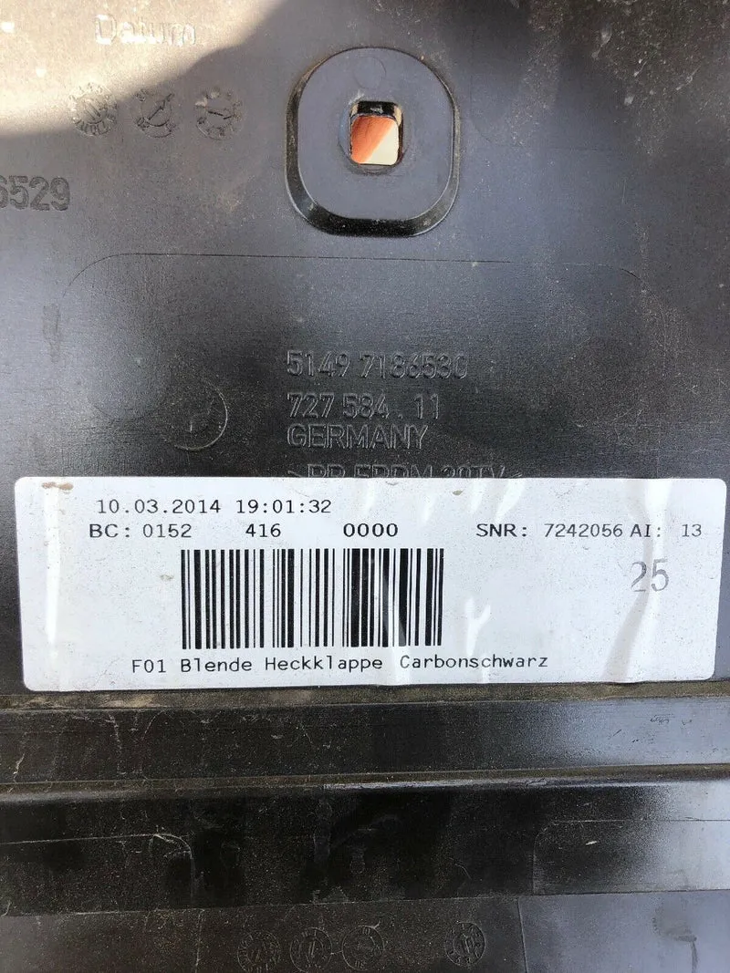 ORIGINAL BMW F01 Heckklappe mit Blende Kofferraumdeckel Carbonschwarz