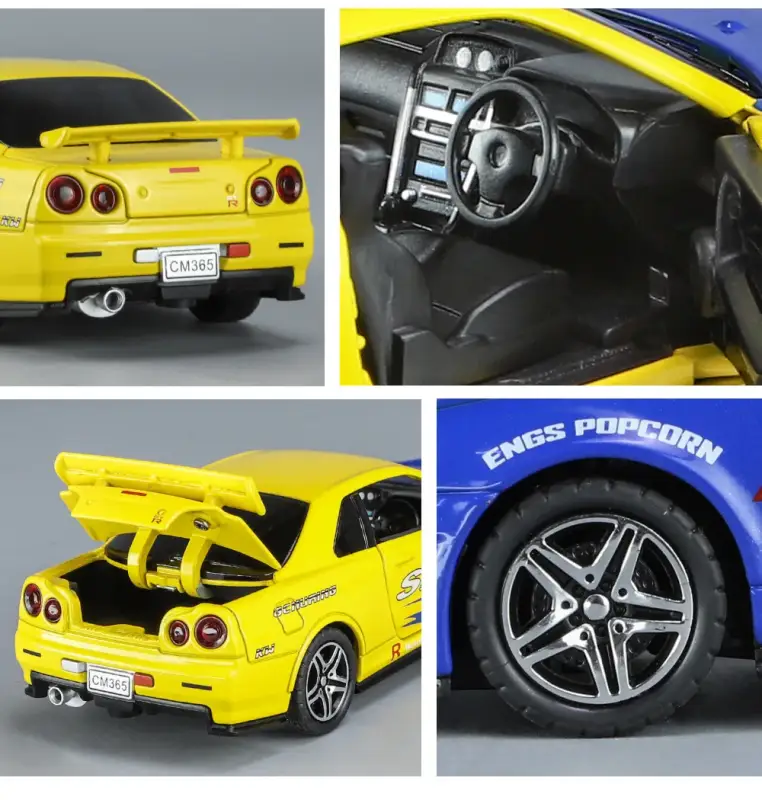 Nissan GTR R34 Skyline 1:32 Model Samochodu Metalowy Dźwięk i Światło