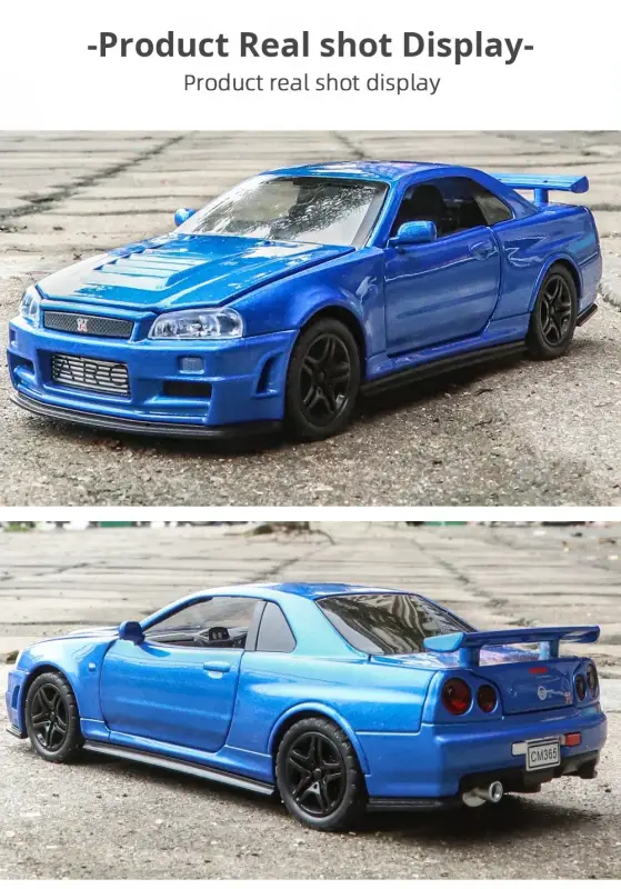 Nissan GTR R34 Skyline 1:32 Model Samochodu Metalowy Dźwięk i Światło