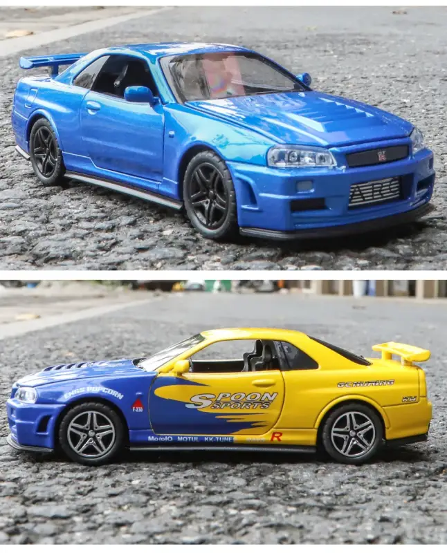 Nissan GTR R34 Skyline 1:32 Model Samochodu Metalowy Dźwięk i Światło