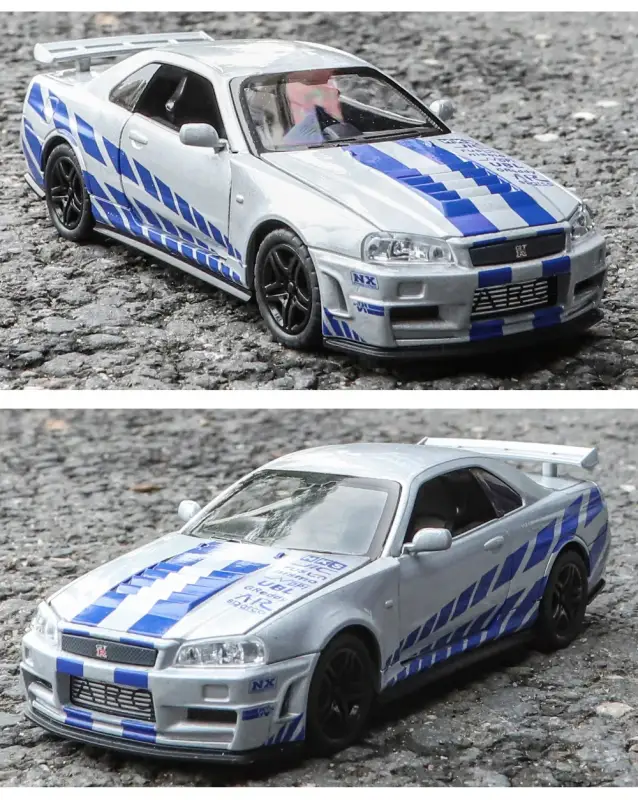 Nissan GTR R34 Skyline 1:32 Model Samochodu Metalowy Dźwięk i Światło