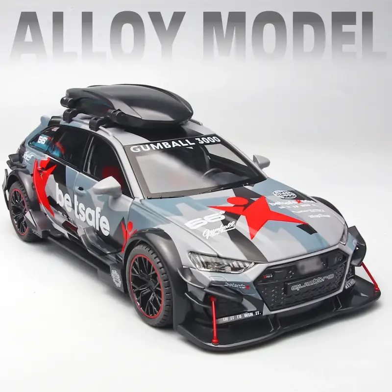 Audi RS6 1:24 Model Samochodu Metalowy Dźwięk Mechanizm Cofania