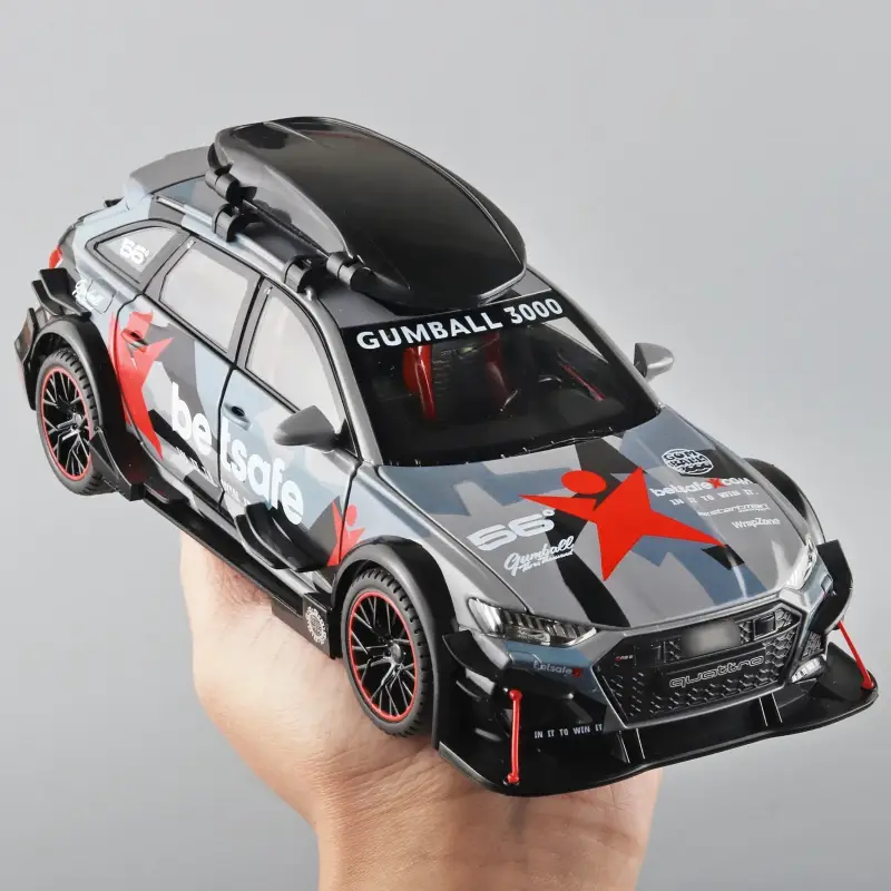 Audi RS6 1:24 Model Samochodu Metalowy Dźwięk Mechanizm Cofania