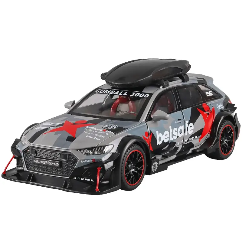 Audi RS6 1:24 Model Samochodu Metalowy Dźwięk Mechanizm Cofania
