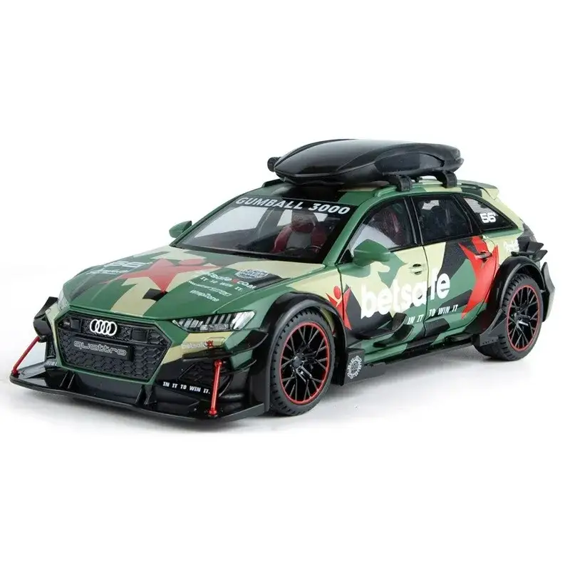 Audi RS6 1:24 Model Samochodu Metalowy Dźwięk Mechanizm Cofania