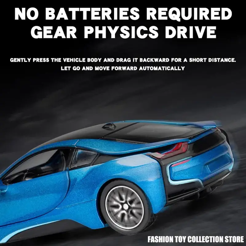 BMW i8 1:32 Model Samochodu Metalowy Dźwięk i Światło