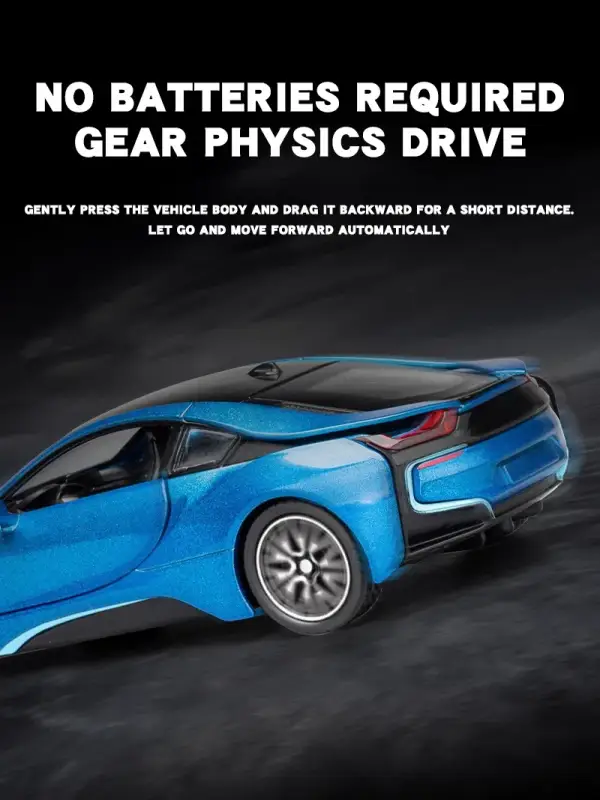 BMW i8 1:32 Model Samochodu Metalowy Dźwięk i Światło