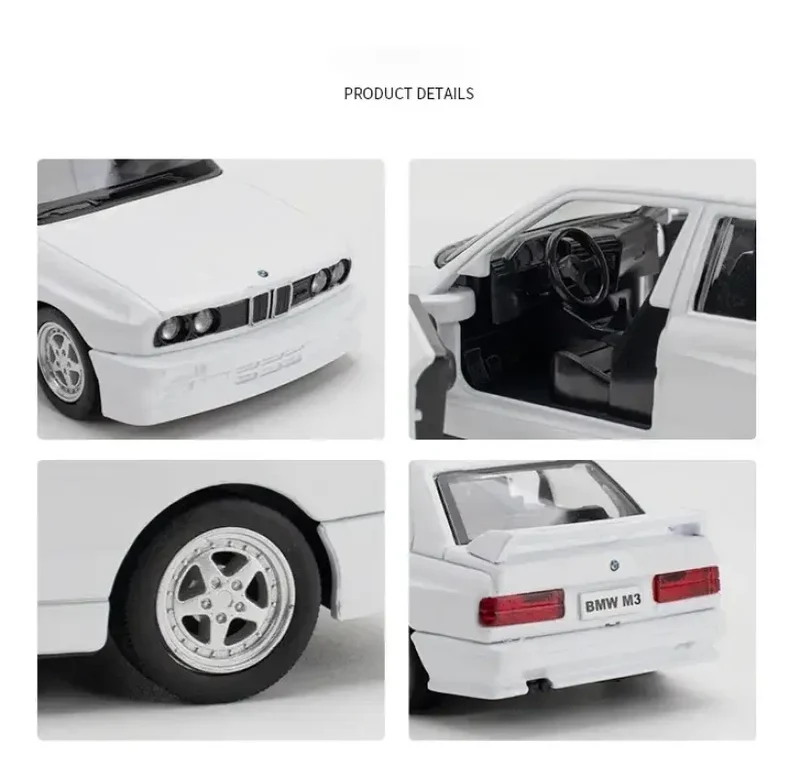 BMW M3 E30 1987, Porsche 911, Audi Quattro 1:36 Modele Samochodów Die-Cast