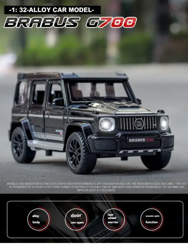 Mercedes-Benz G700 1:32 Model Samochodu Metalowy Dźwięk i Światło