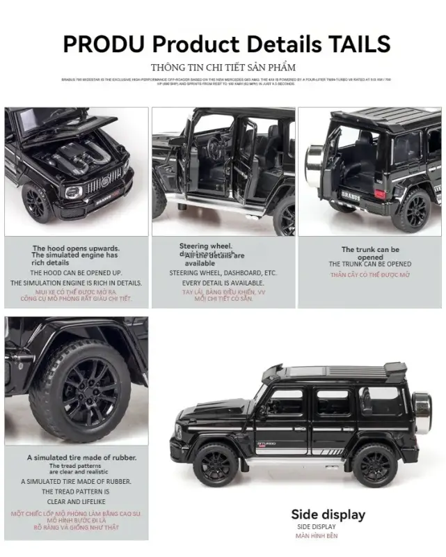 Mercedes-Benz G700 1:32 Model Samochodu Metalowy Dźwięk i Światło