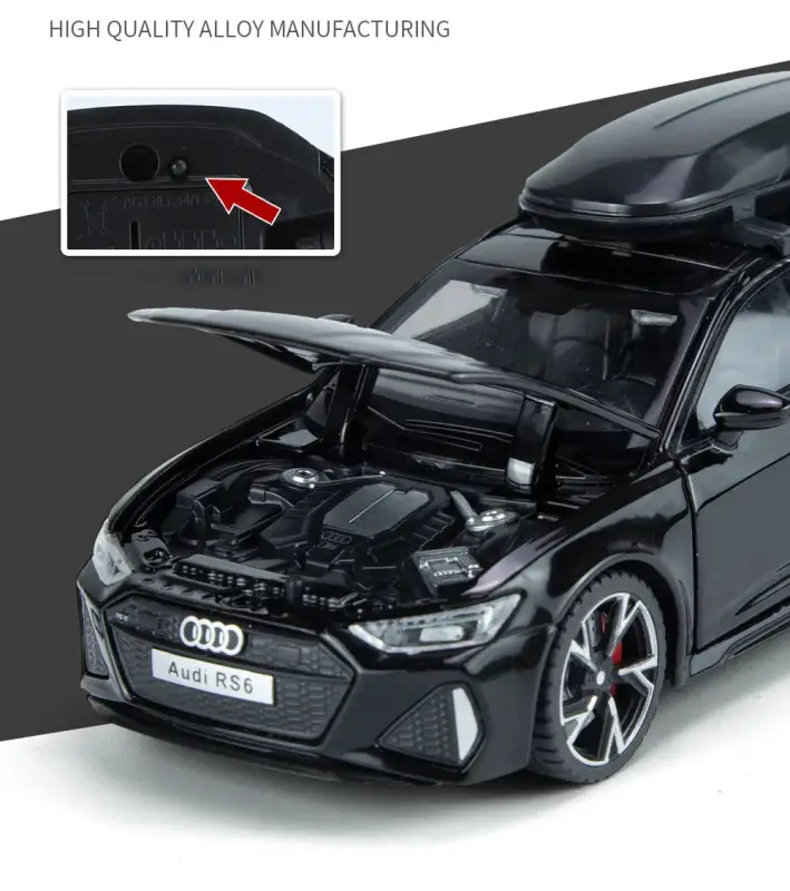 Audi RS6 1:32 Model Samochodu Metalowy Otwierane Drzwi Dźwięk i Światło