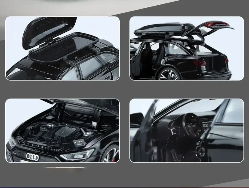 Audi RS6 1:32 Model Samochodu Metalowy Otwierane Drzwi Dźwięk i Światło