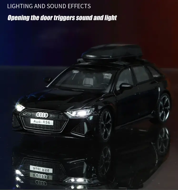 Audi RS6 1:32 Model Samochodu Metalowy Otwierane Drzwi Dźwięk i Światło