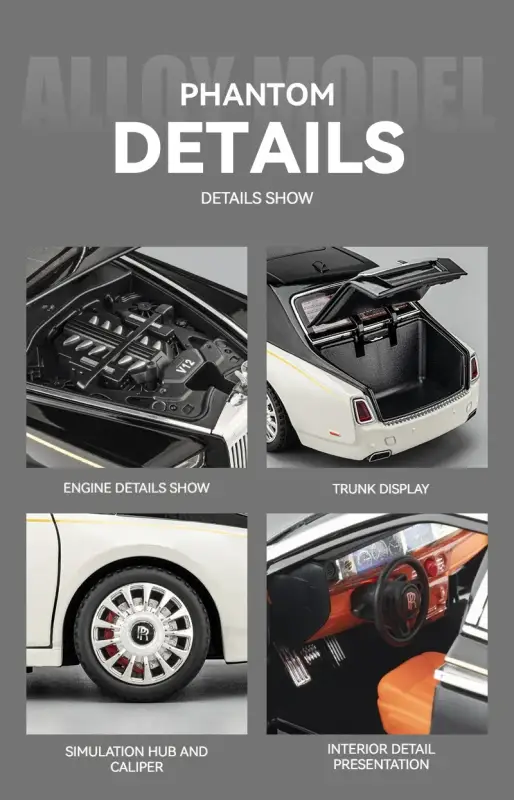 Rolls-Royce Phantom 1:18 Model Samochodu Metalowy Dźwięk