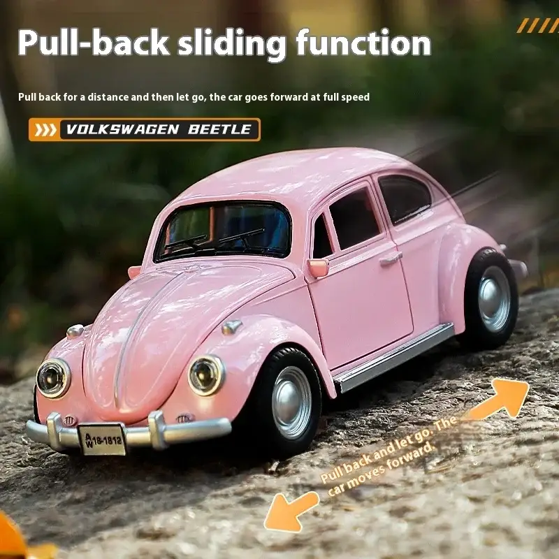 Volkswagen Beetle 1955 1:18 Model Samochodu Metalowy Dźwięk i Światło