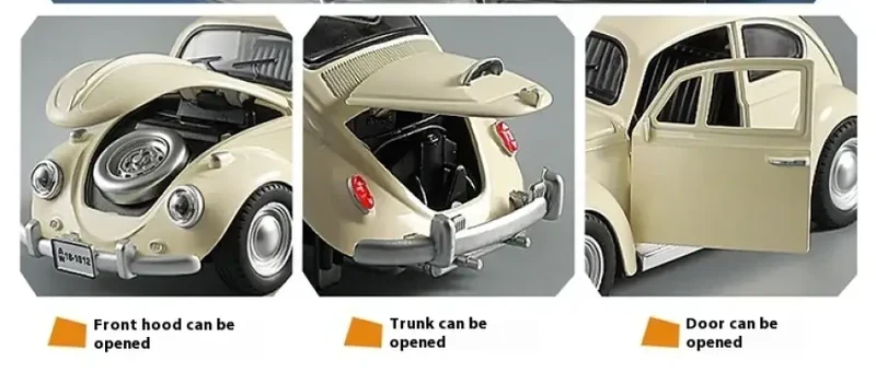 Volkswagen Beetle 1955 1:18 Model Samochodu Metalowy Dźwięk i Światło