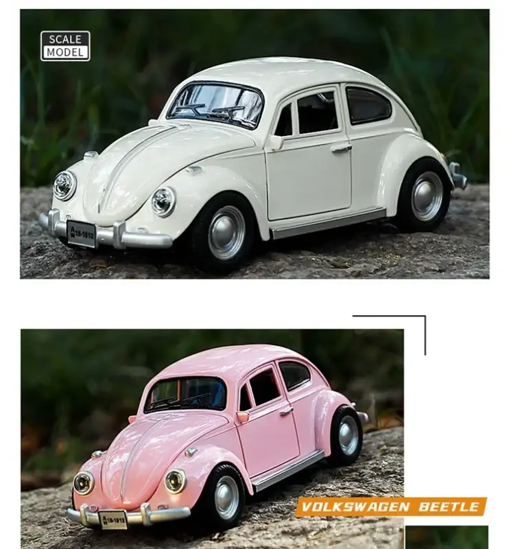 Volkswagen Beetle 1955 1:18 Model Samochodu Metalowy Dźwięk i Światło