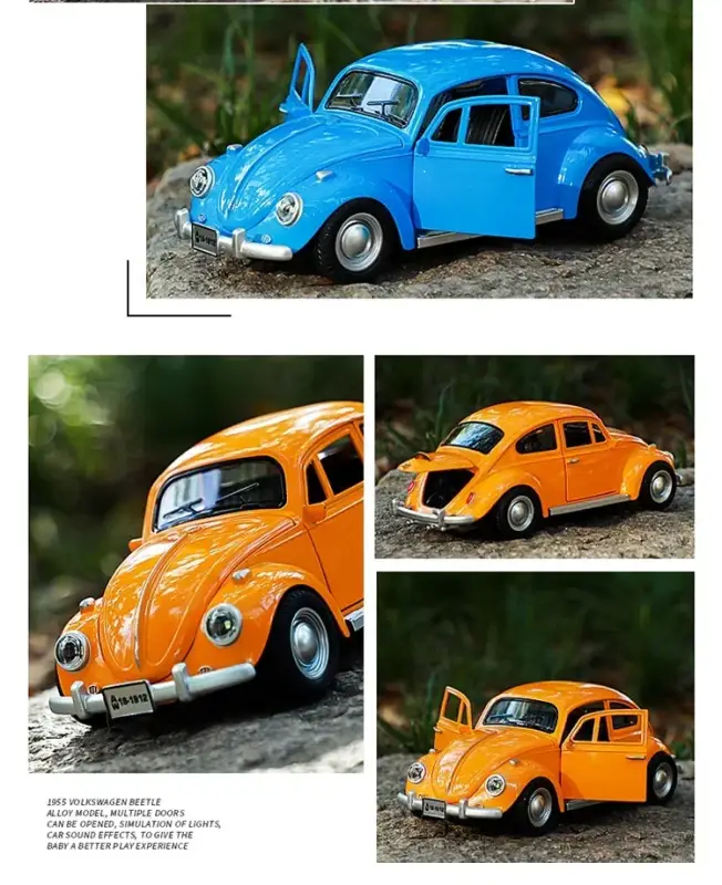 Volkswagen Beetle 1955 1:18 Model Samochodu Metalowy Dźwięk i Światło