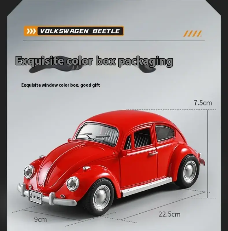 Volkswagen Beetle 1955 1:18 Model Samochodu Metalowy Dźwięk i Światło
