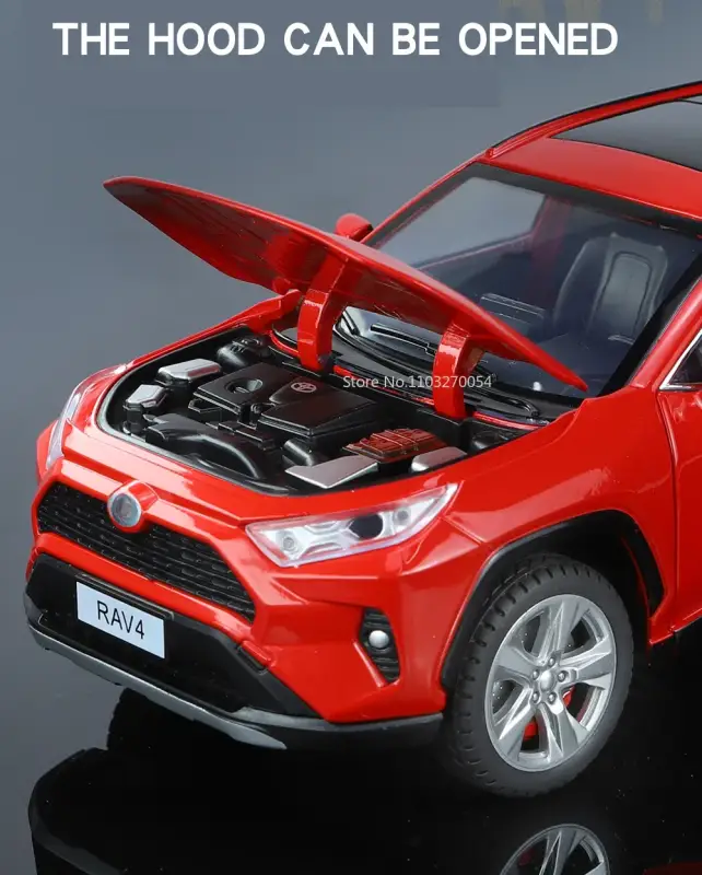 Toyota RAV4 1:24 Model Samochodu Metalowy Dźwięk i Światło