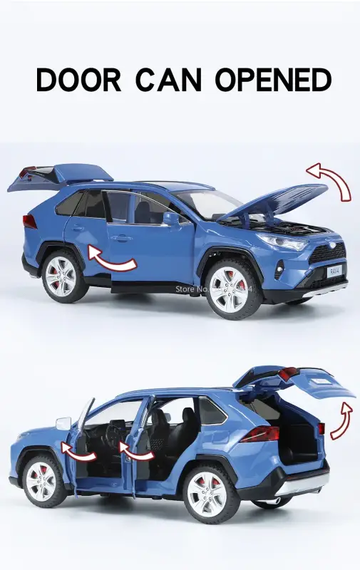 Toyota RAV4 1:24 Model Samochodu Metalowy Dźwięk i Światło