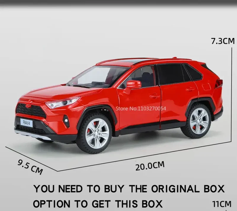 Toyota RAV4 1:24 Model Samochodu Metalowy Dźwięk i Światło