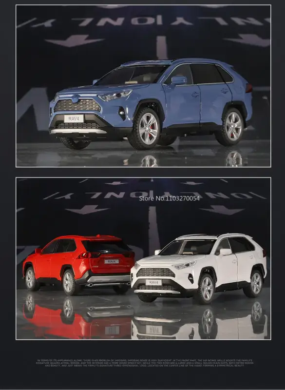 Toyota RAV4 1:24 Model Samochodu Metalowy Dźwięk i Światło