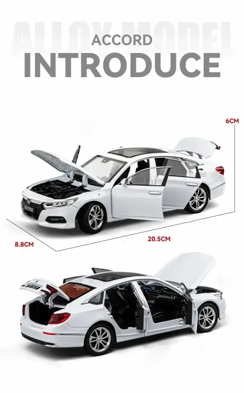 Honda Accord 1:24 Model Samochodu Metalowy Dźwięk i Światło