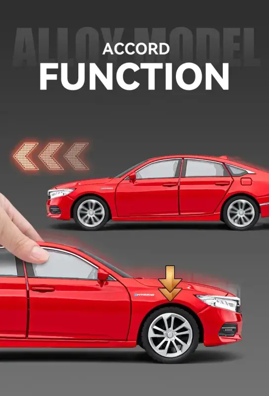 Honda Accord 1:24 Model Samochodu Metalowy Dźwięk i Światło