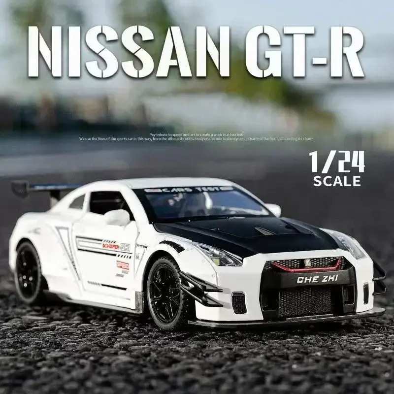 Nissan GTR R34 R35 Skyline Ares 1:24 Model Samochodu Metalowy Dźwięk i Światło