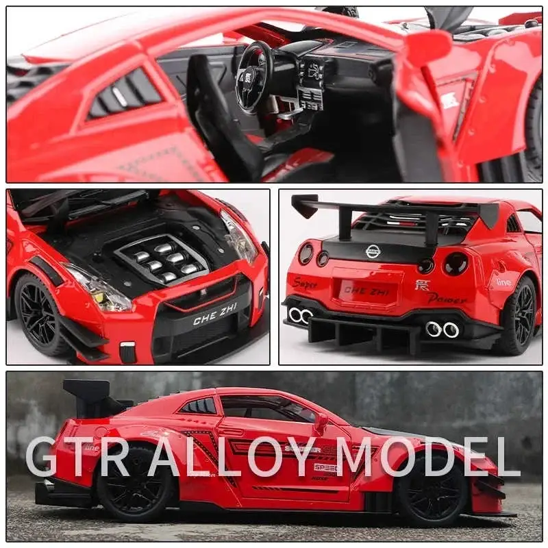 Nissan GTR R34 R35 Skyline Ares 1:24 Model Samochodu Metalowy Dźwięk i Światło