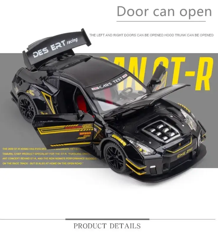 Nissan GTR R34 R35 Skyline Ares 1:24 Model Samochodu Metalowy Dźwięk i Światło