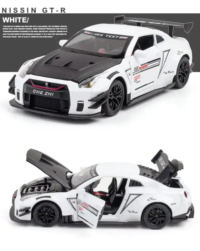 Nissan GTR R34 R35 Skyline Ares 1:24 Model Samochodu Metalowy Dźwięk i Światło