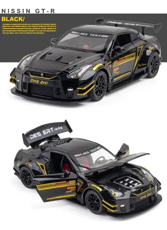 Nissan GTR R34 R35 Skyline Ares 1:24 Model Samochodu Metalowy Dźwięk i Światło