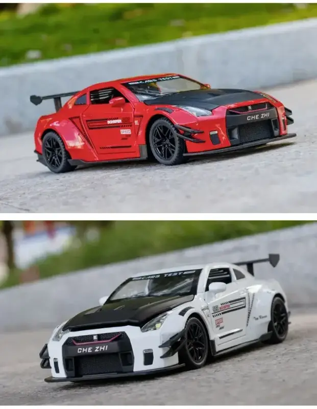 Nissan GTR R34 R35 Skyline Ares 1:24 Model Samochodu Metalowy Dźwięk i Światło