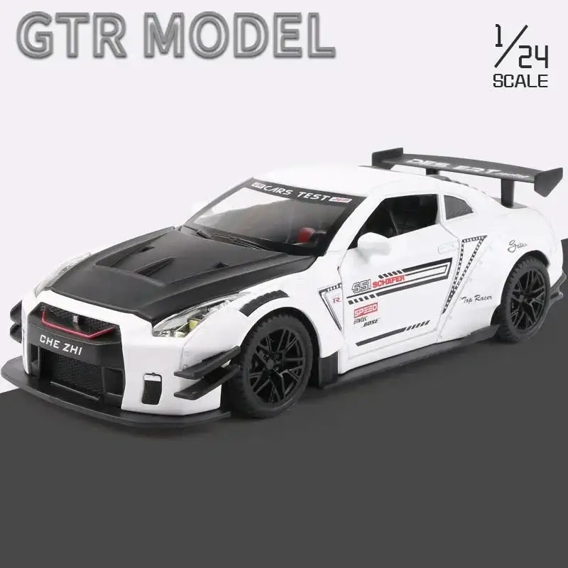 Nissan GTR R34 R35 Skyline Ares 1:24 Model Samochodu Metalowy Dźwięk i Światło