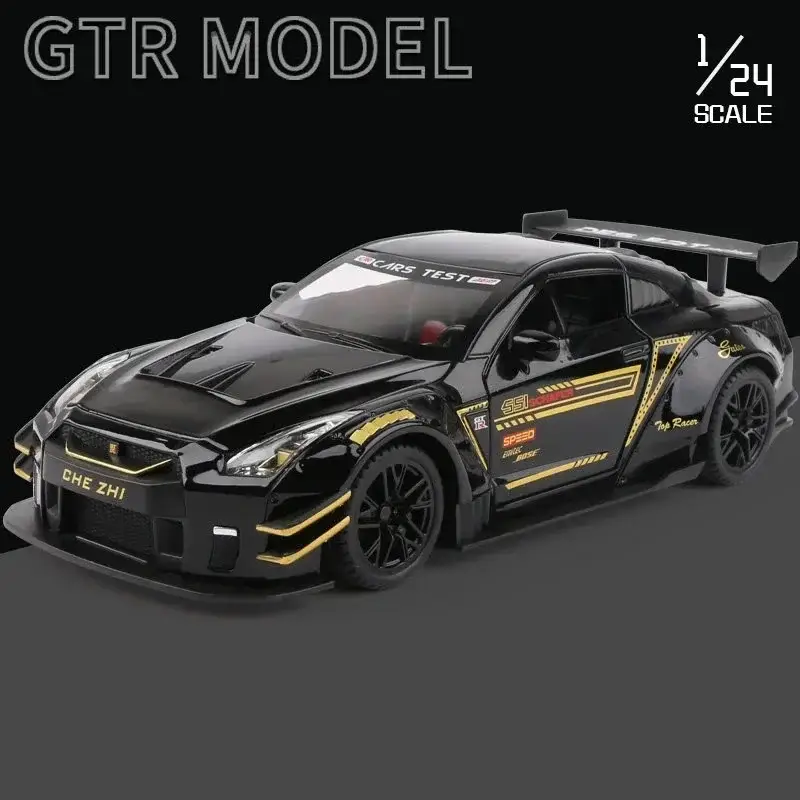 Nissan GTR R34 R35 Skyline Ares 1:24 Model Samochodu Metalowy Dźwięk i Światło