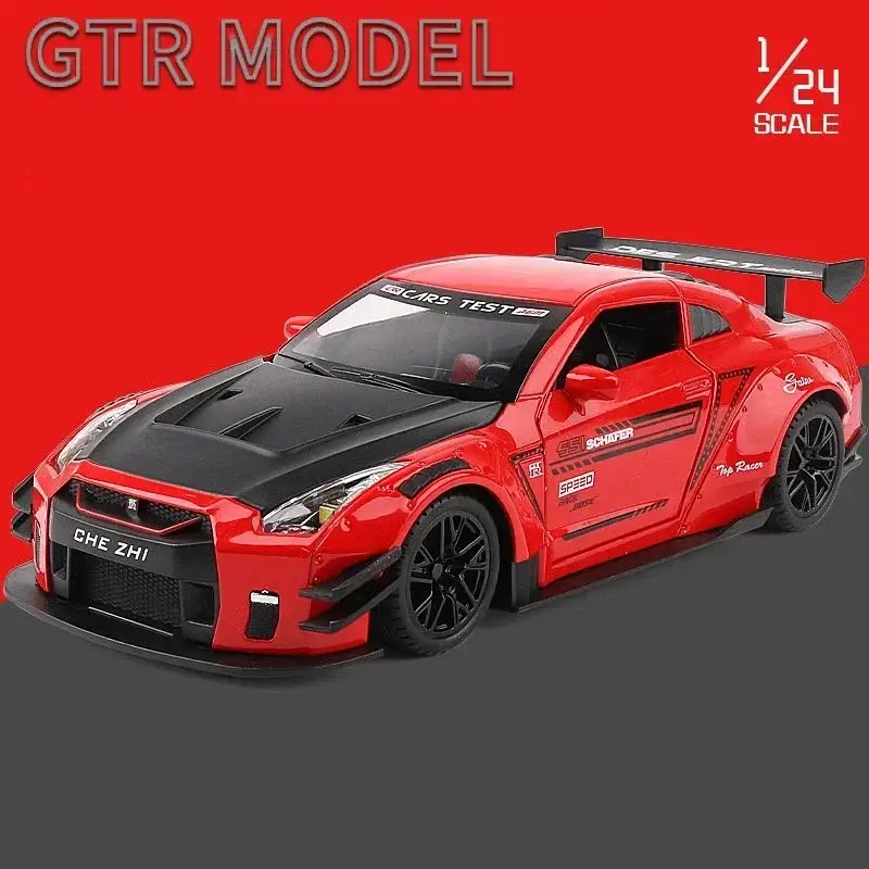 Nissan GTR R34 R35 Skyline Ares 1:24 Model Samochodu Metalowy Dźwięk i Światło