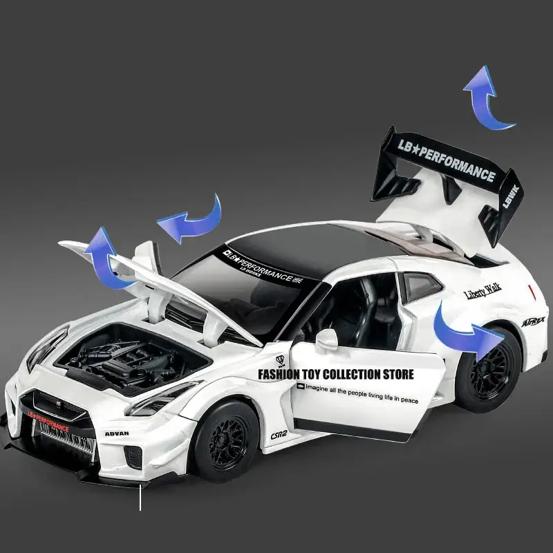Nissan GTR CSR2 1:32 Model Samochodu Metalowy Dźwięk i Światło Fast & Furious