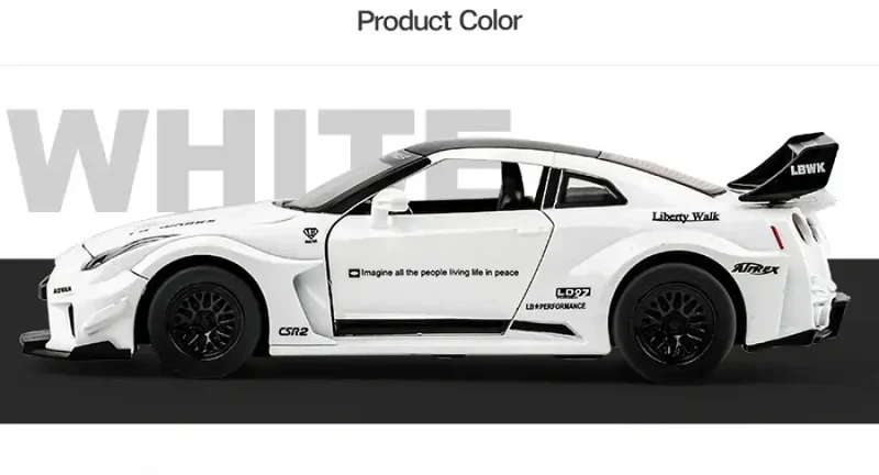 Nissan GTR CSR2 1:32 Model Samochodu Metalowy Dźwięk i Światło Fast & Furious
