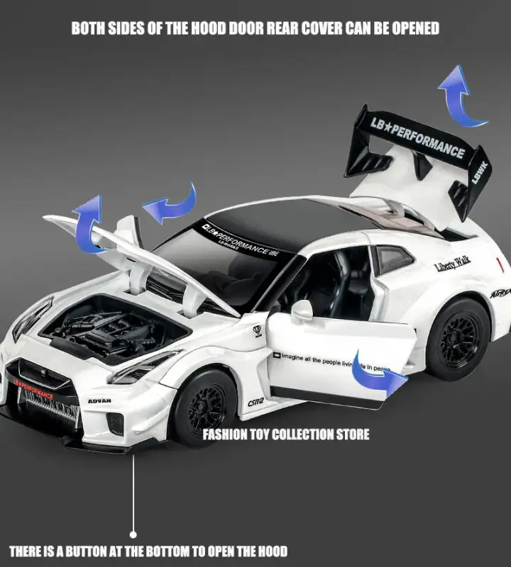 Nissan GTR CSR2 1:32 Model Samochodu Metalowy Dźwięk i Światło Fast & Furious