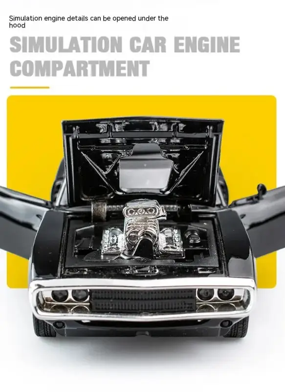 Dodge Charger 1970 1:32 Model Samochodu Metalowy Mechanizm Cofania