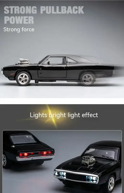 Dodge Charger 1970 1:32 Model Samochodu Metalowy Mechanizm Cofania