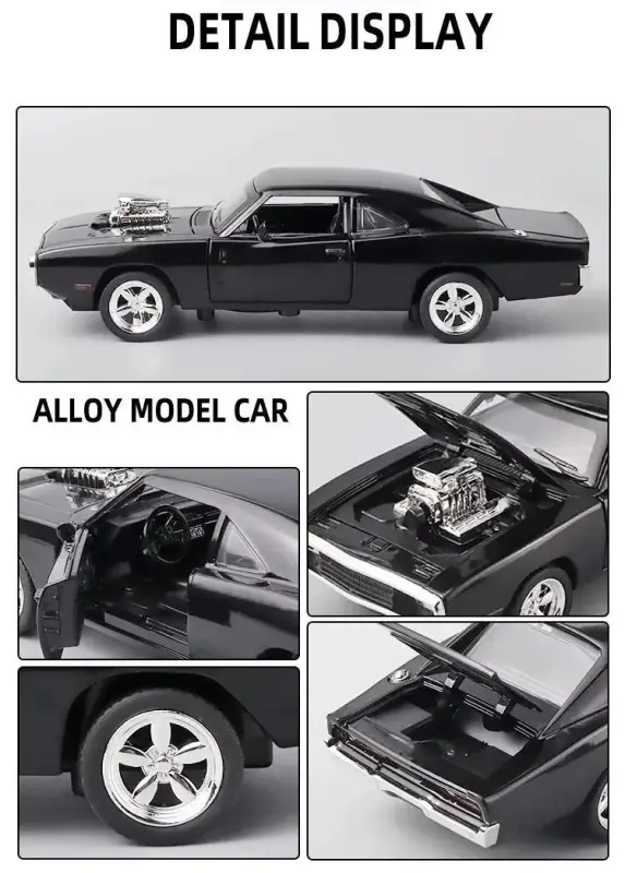 Dodge Charger 1970 1:32 Model Samochodu Metalowy Mechanizm Cofania