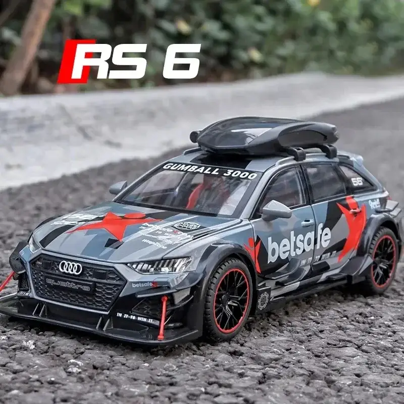 Audi RS6 1:24 Model Samochodu Metalowy Dźwięk i Światło