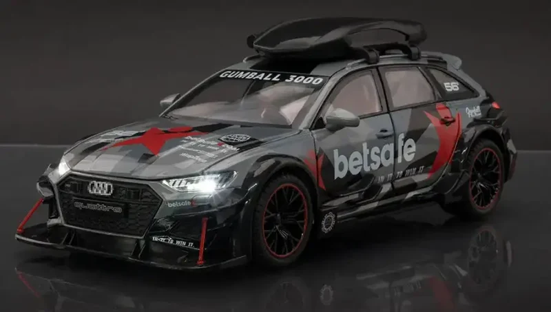 Audi RS6 1:24 Model Samochodu Metalowy Dźwięk i Światło